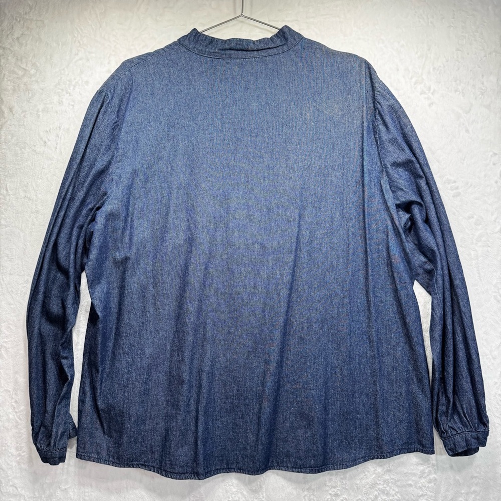 Vintage Denim Shirt The Vermont Company Embroidered Western Boho Cottagecore 1X - Picture 3 of 5